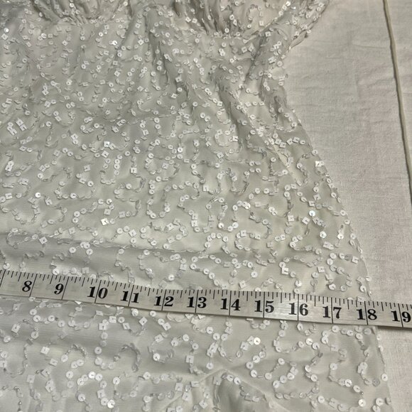 Cache White Sequin Beaded Formal Gown Dress Size 4 Open Back Evening Wedding - Picture 11 of 12